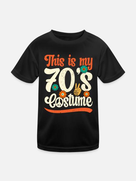 70s Party Outfit Costume 1970s Theme Party - Kids Functional T-Shirt - black - Front