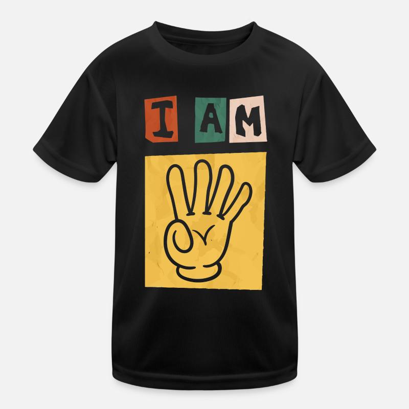 4 Anniversaire Garçon Fille Je suis 4 ans main T-shirt sport Enfant