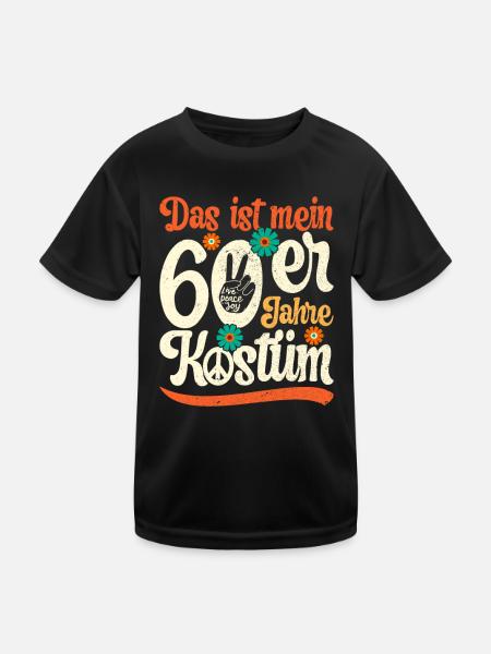 60er Jahre Sechziger Party Outfit Kostüm 1960er - Kinder Funktions-T-Shirt - Schwarz - Vorne