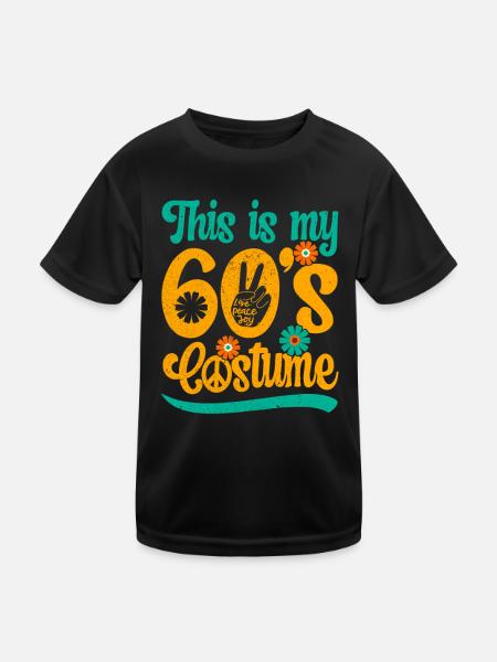Costume de fête des années 60 des années 1960 des années soixante - T-shirt sport Enfant - noir - Devant