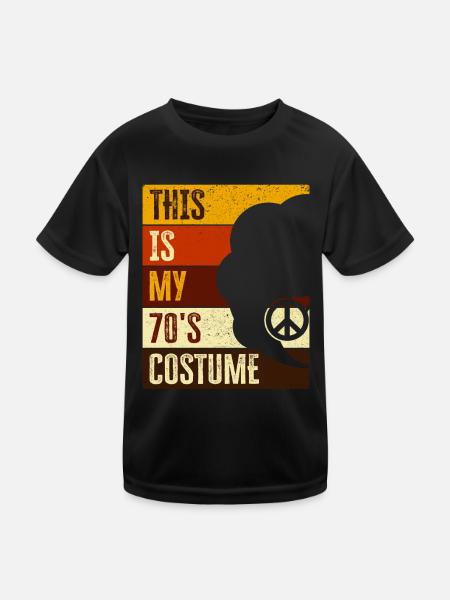 70s Seventies 1970s Party Outfit Costume - Kids Functional T-Shirt - black - Front