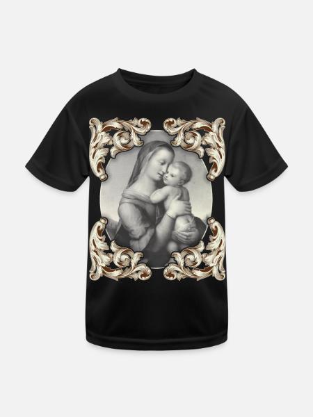 Mutter-Maria, Mother-Mary mit Jesuskind, Christus - Kinder Funktions-T-Shirt - Schwarz - Vorne