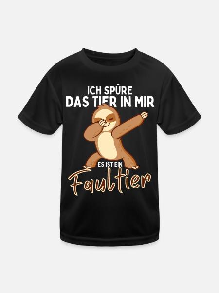 Dabbendes Faultier Spruch für Faulenzer - Kinder Funktions-T-Shirt - Schwarz - Vorne