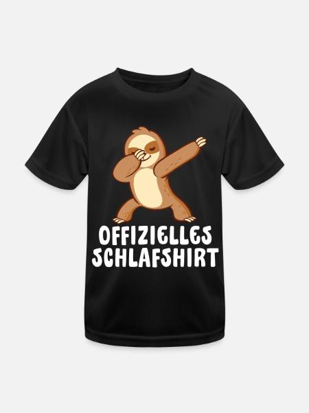Dabbendes Faultier Spruch für Faulenzer - Kinder Funktions-T-Shirt - Schwarz - Vorne
