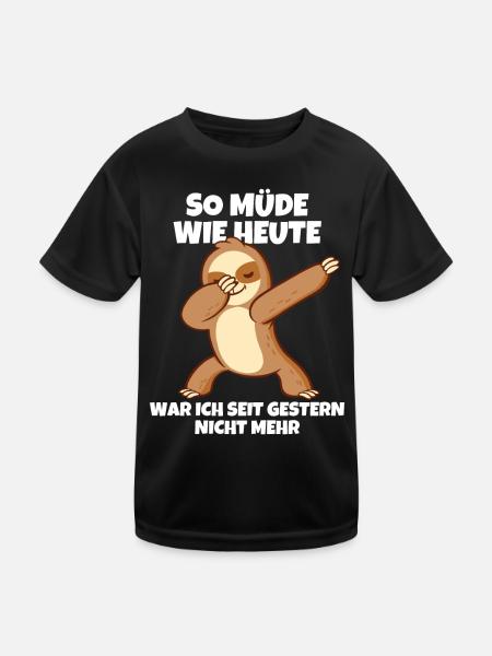 Dabbendes Faultier Spruch für Faulenzer - Kinder Funktions-T-Shirt - Schwarz - Vorne