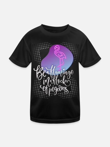 Funny flamingo saying with beautiful typography - Kids Functional T-Shirt - black - Front