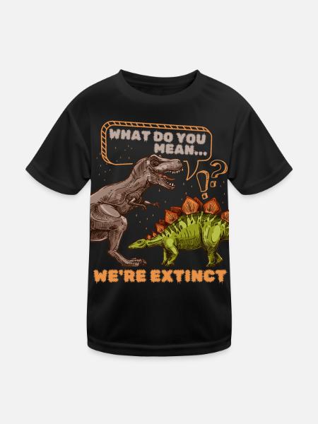 Dinosaurier Comic lustiger Spruch We're Extinct - Kinder Funktions-T-Shirt - Schwarz - Vorne