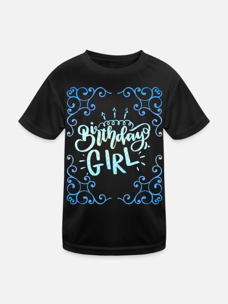 Birthday Girl, Birthday Girl, Typography - Kids Functional T-Shirt - black - Front
