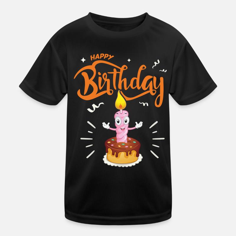 Birthday, funny birthday cake, typography Kids Functional T-Shirt