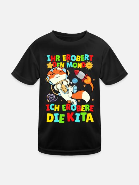 Kindergartenkind Astronaut Artemis 1 Rakete Mond - Kinder Funktions-T-Shirt - Schwarz - Vorne
