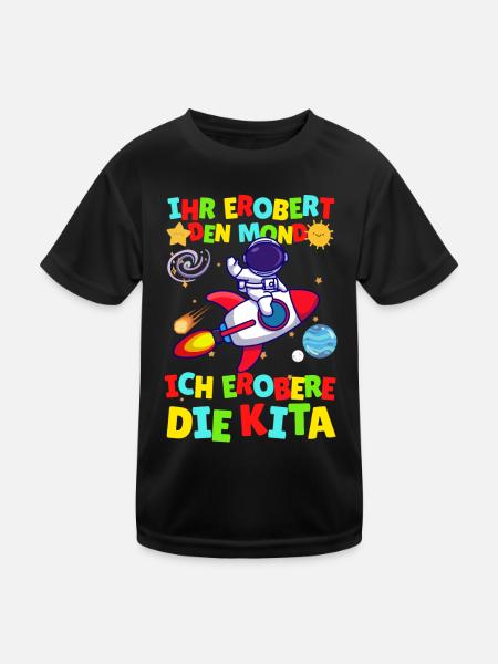 Kindergartenkind Astronaut Artemis 1 Rakete Mond - Kinder Funktions-T-Shirt - Schwarz - Vorne