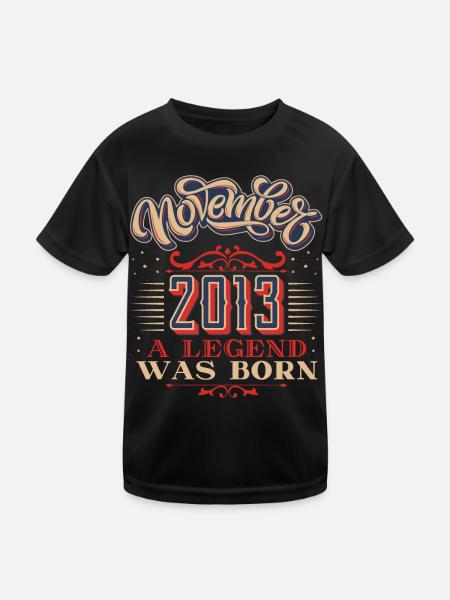 2013, Birthday, November 2013, 11.2013, 11-2013 - Kids Functional T-Shirt - black - Front