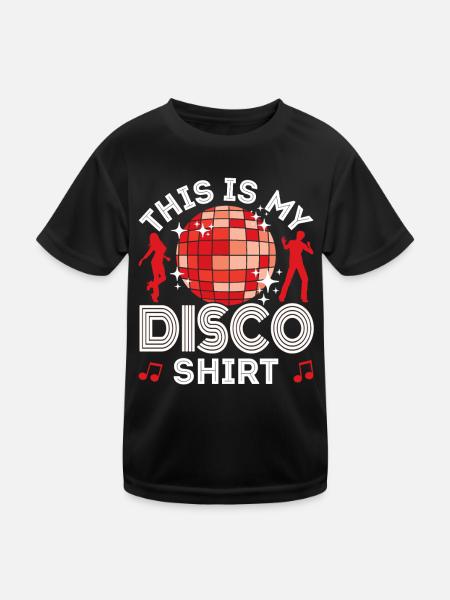 Disco 70er 80er Jahre Disko Party Outfit Discothek - Kinder Funktions-T-Shirt - Schwarz - Vorne