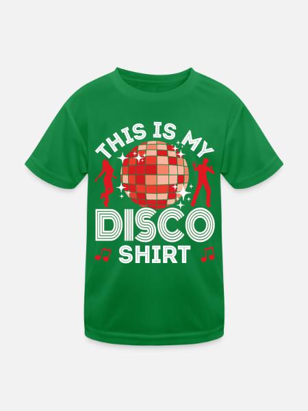 Disco 70er 80er Jahre Disko Party Outfit Discothek - Kinder Funktions-T-Shirt - Kelly Green - Vorne