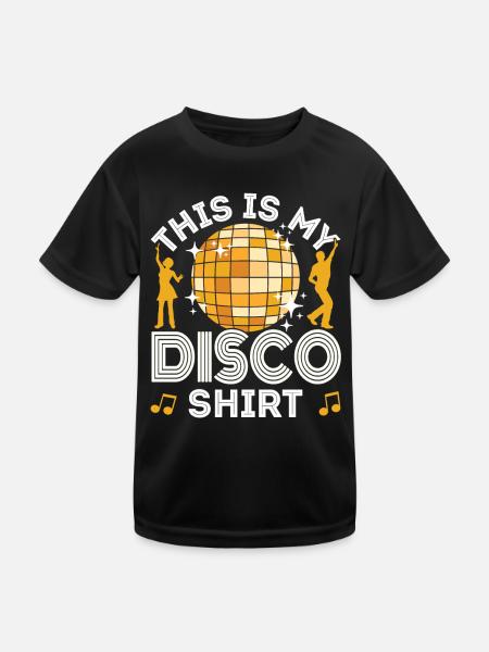 Disco 70er 80er Jahre Disko Party Outfit Discothek - Kinder Funktions-T-Shirt - Schwarz - Vorne