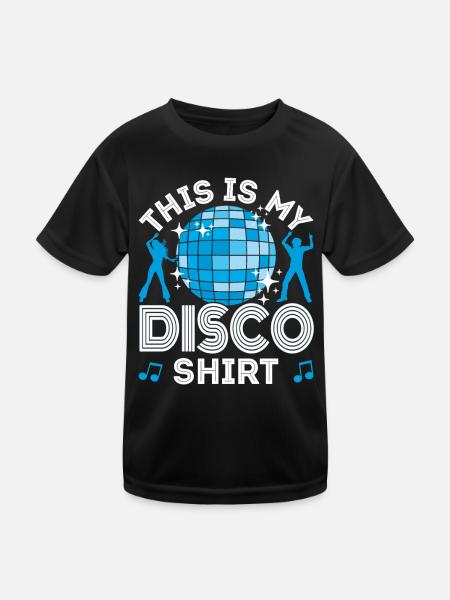 Disco 70er 80er Jahre Disko Party Outfit Discothek - Kinder Funktions-T-Shirt - Schwarz - Vorne