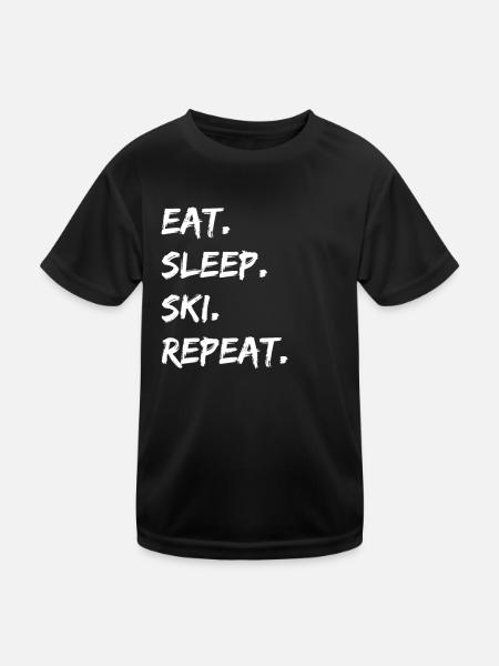 Ski - eat. Sleep. ski. repeat. - Kids Functional T-Shirt - black - Front