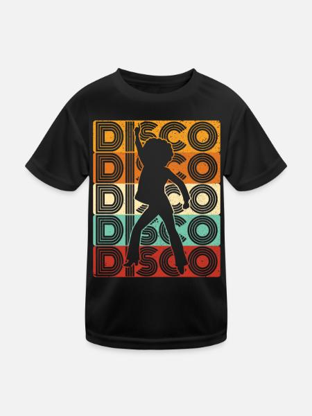 70er Jahre Disco 80er Disko Party Outfit Discothek - Kinder Funktions-T-Shirt - Schwarz - Vorne