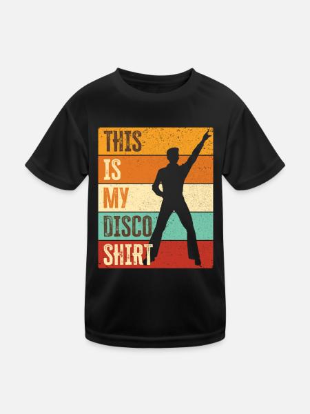 Disco 70er 80er Jahre Disko Party Outfit Discothek - Kinder Funktions-T-Shirt - Schwarz - Vorne