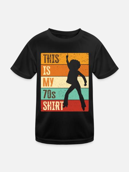 70s 1970s Seventies Party Outfit Costume - Kids Functional T-Shirt - black - Front