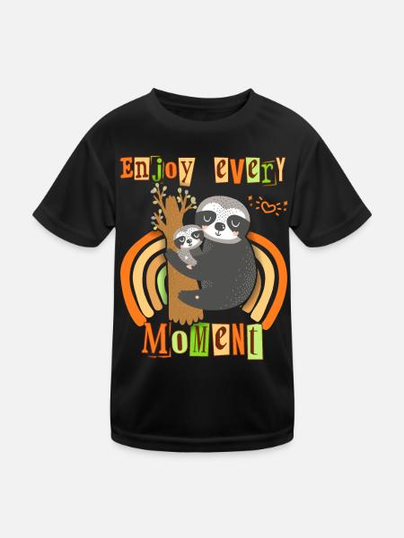 Sloth Sloth, Mama Sloth, Saying Mother's Day - Kids Functional T-Shirt - black - Front