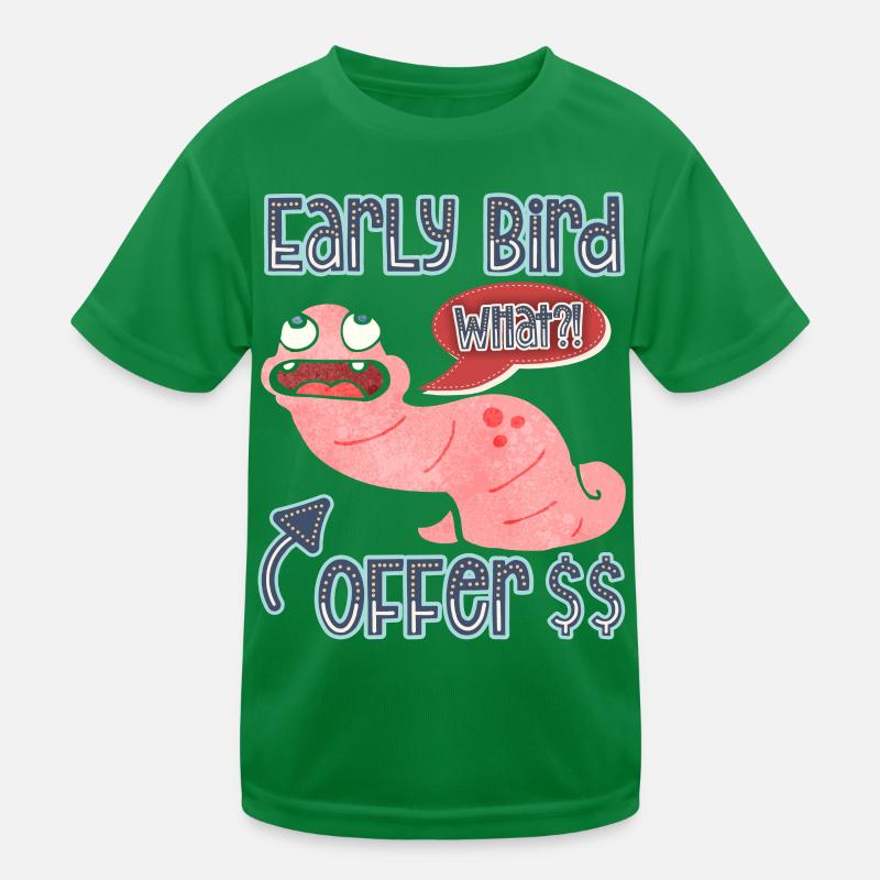 Wurm, Regenwurm lustiger Spruch Early-Bird Kinder Funktions-T-Shirt