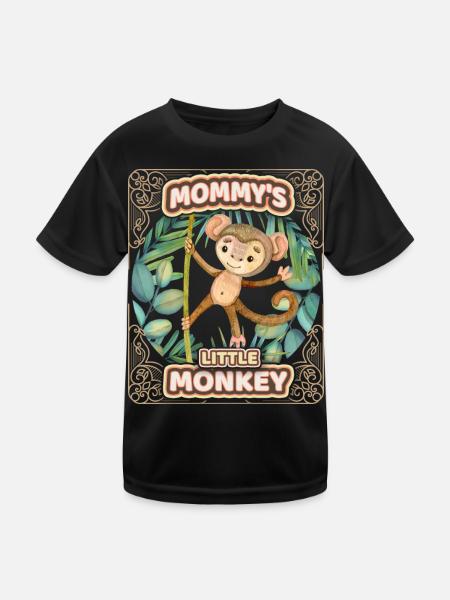 Cute monkey funny saying, kids, mommys monkey - Kids Functional T-Shirt - black - Front