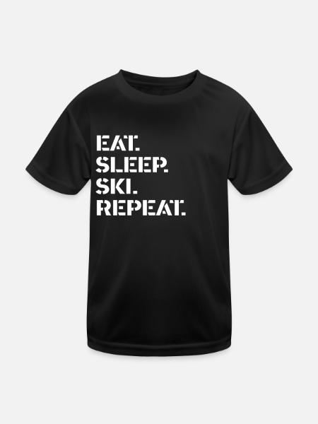 Ski - manger. Dormir. ski. répéter. - T-shirt sport Enfant - noir - Devant