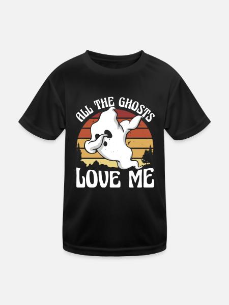 Halloween - Ghost all the ghosts love me - Kids Functional T-Shirt - black - Front