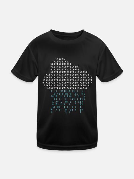 Programmierer - binary code cloud rain - Kinder Funktions-T-Shirt - Schwarz - Vorne