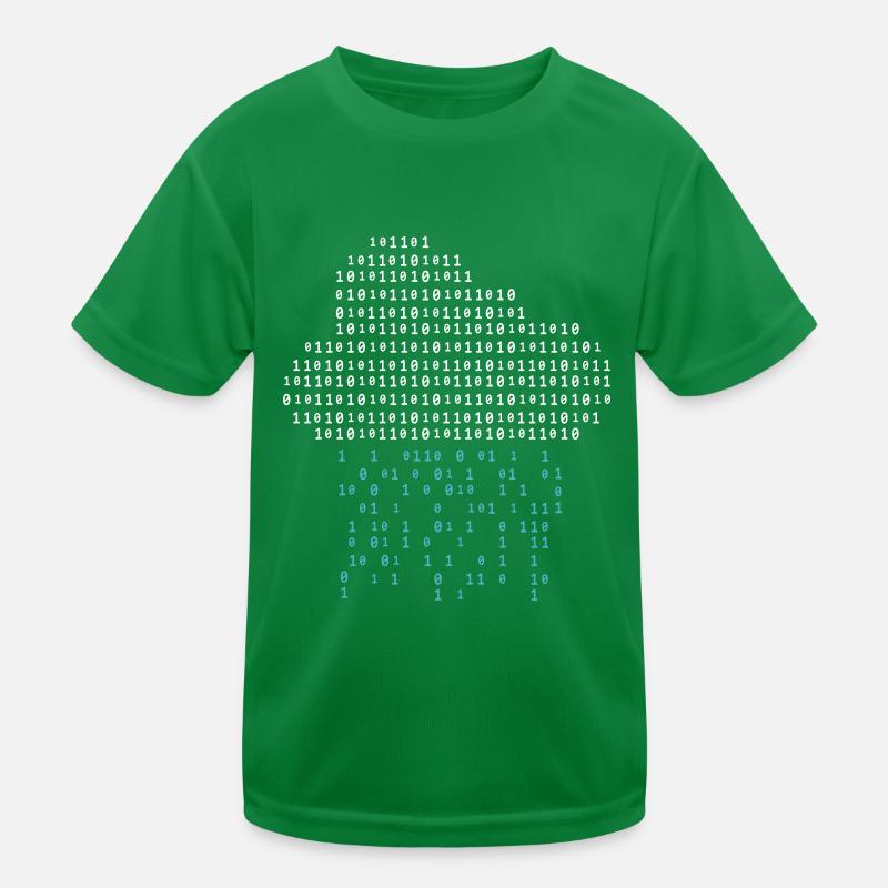 Programmierer - binary code cloud rain Kinder Funktions-T-Shirt