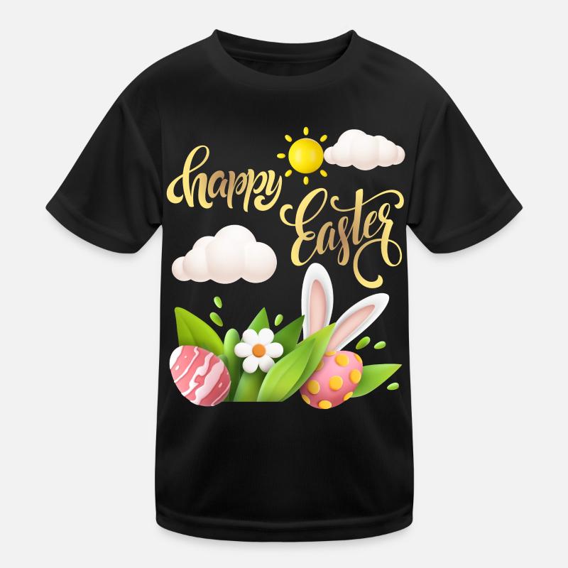 Happy-Easter Calligraphy, Easter Egg, Happy Easter Kids Functional T-Shirt