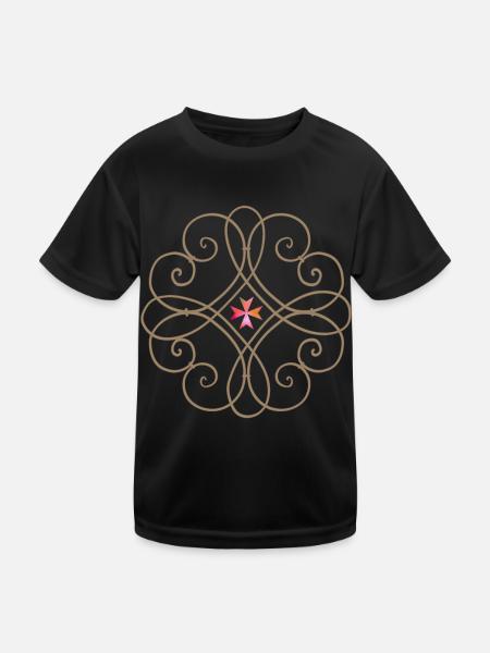 Jesus Christus, Schmiedeeisen-Mandala, Jesus-Kreuz - Kinder Funktions-T-Shirt - Schwarz - Vorne