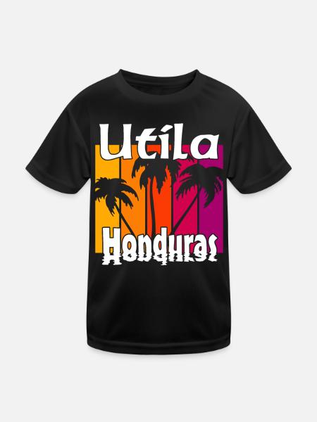 Utila Honduras - Kinder Funktions-T-Shirt - Schwarz - Vorne