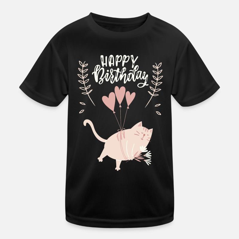 Birthday, fat cat, funny cat saying Kids Functional T-Shirt