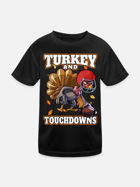 Turquie et Touchdowns Thanksgiving Football - T-shirt sport Enfant - noir - Devant