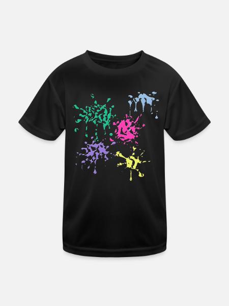 klecks farb - Kinder Funktions-T-Shirt - Schwarz - Vorne