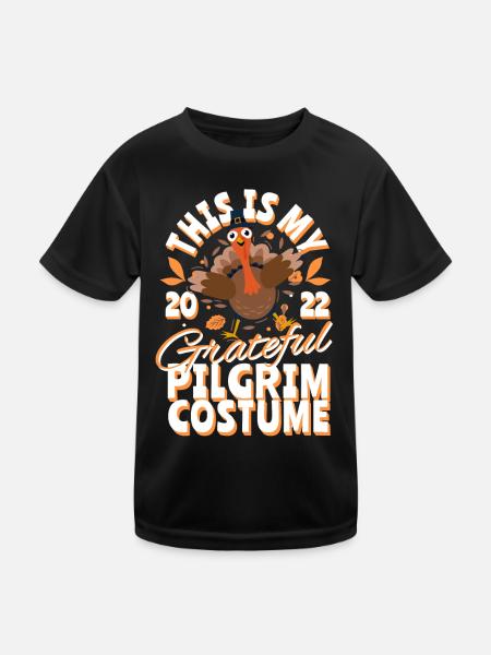 Ceci est mon costume de pèlerin reconnaissant - Thanksgiving - T-shirt sport Enfant - noir - Devant