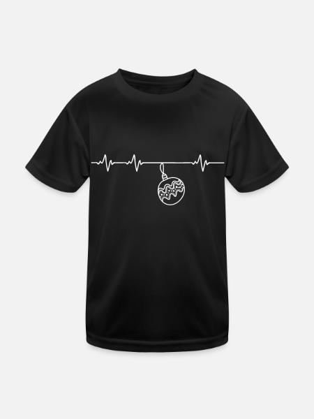 Herzschlag Weihnachten Weihnachtsdekoration - Kinder Funktions-T-Shirt - Schwarz - Vorne