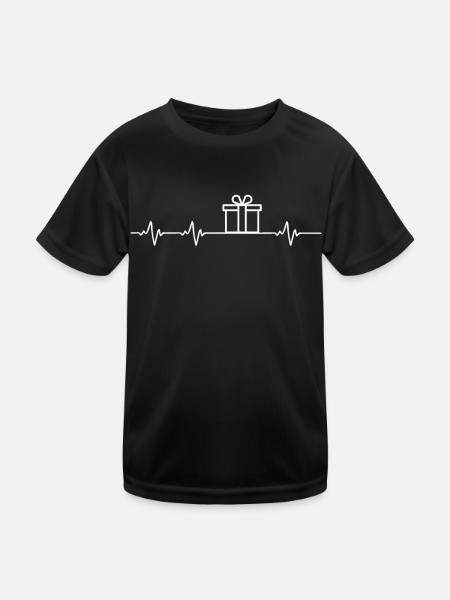 Herzschlag Weihnachten Weihnachtsdekoration - Kinder Funktions-T-Shirt - Schwarz - Vorne