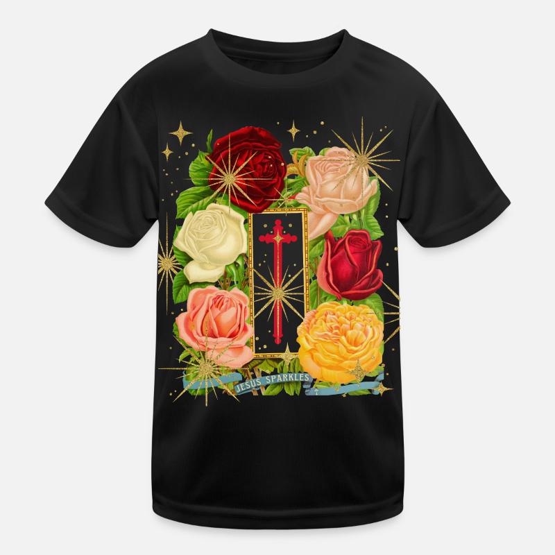 Jésus, Jésus-Christ, motif de rose vintage disant T-shirt sport Enfant