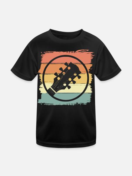 Guitar retro vintage - Kids Functional T-Shirt - black - Front