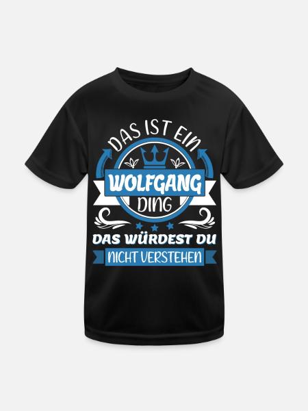 Wolfgang Name Vorname Namenstag Namensgeschenk - Kinder Funktions-T-Shirt - Schwarz - Vorne