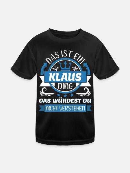 Klaus Name Vorname Namenstag Namensgeschenk - Kinder Funktions-T-Shirt - Schwarz - Vorne