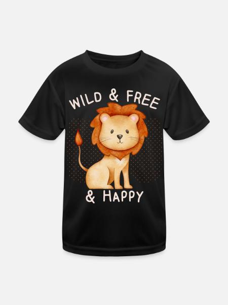 Lustiger Löwe, Spruch, Sternzeichen-Löwe - Kinder Funktions-T-Shirt - Schwarz