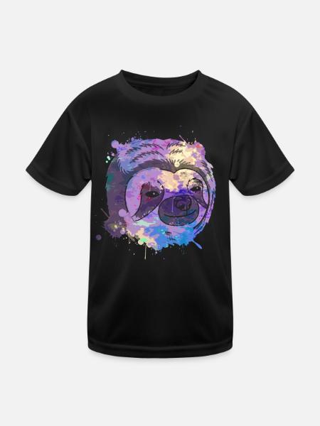 Sloth Faultier - Kinder Funktions-T-Shirt - Schwarz - Vorne