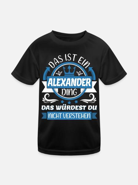 Alexander Name Vorname Namenstag Namensgeschenk - Kinder Funktions-T-Shirt - Schwarz - Vorne