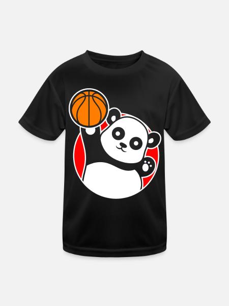 Basketball Spieler Panda Basketballer - Kinder Funktions-T-Shirt - Schwarz - Vorne