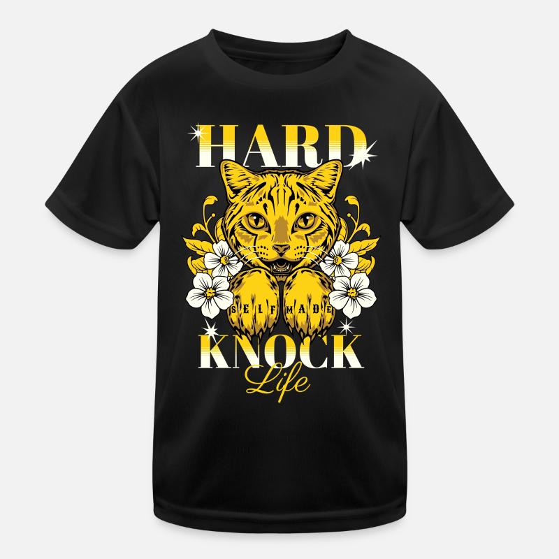 Hard Knock Life - Süße Katze mit Blümchen Kinder Funktions-T-Shirt