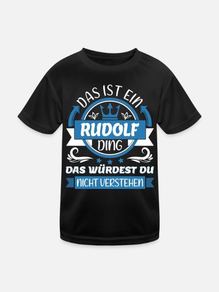 Rudolf Name Vorname Namenstag Namensgeschenk - Kinder Funktions-T-Shirt - Schwarz - Vorne